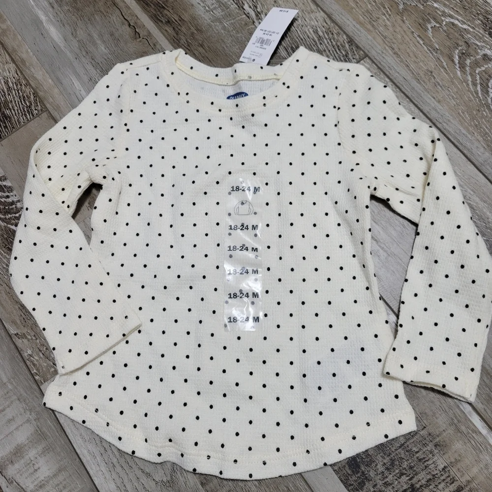 New Baby Girl's Old Navy 2 Piece Long Sleeve Thermal Printed Shirts Size 18-24M